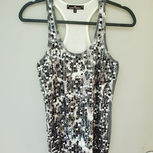 Grey / Ivory sequin tank top